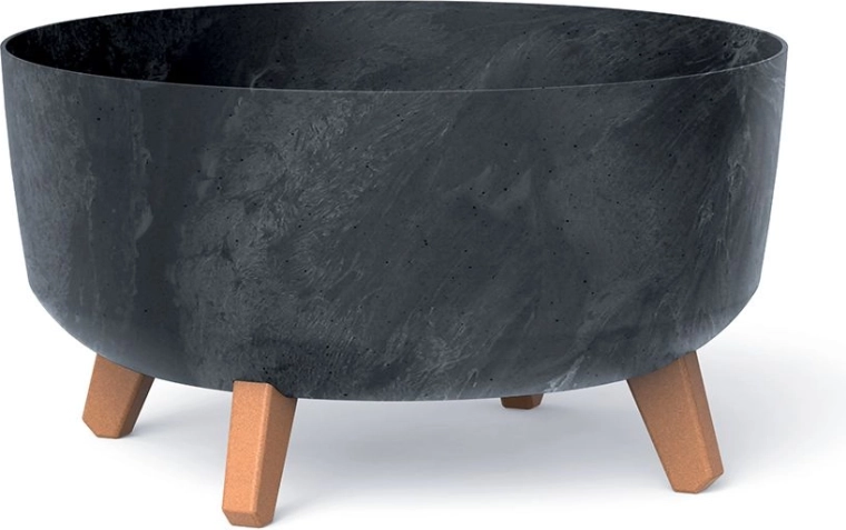 Vaso per piante con effetto cemento su gambe, antracite, diametro 38 cm