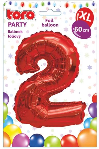 Palloncino in foil numero 2, 60 cm, rosso