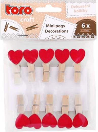 Mollette in legno con cuore 3,5 cm (10 pz)