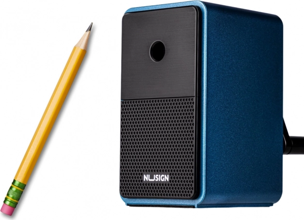 Temperamatite a manovella con contenitore e regolazione della lama, blu