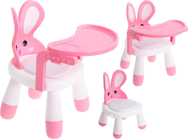 Seggiolina per bambini a forma di coniglietto con vassoio removibile – rosa