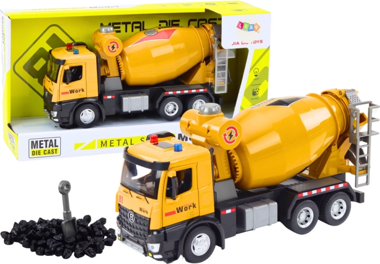 Camion Betoniera Gialla con Freno a Frizione, Luci e Suoni