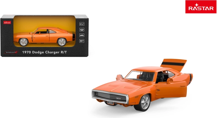 Macchinina in metallo Rastar 1970 Dodge Charger R/T 1:36 arancione - 1 pezzo