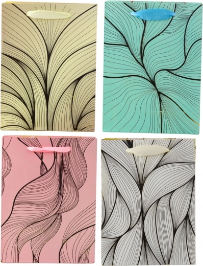 Borsa regalo con motivo ondulato dorato 23 × 18 × 10 cm