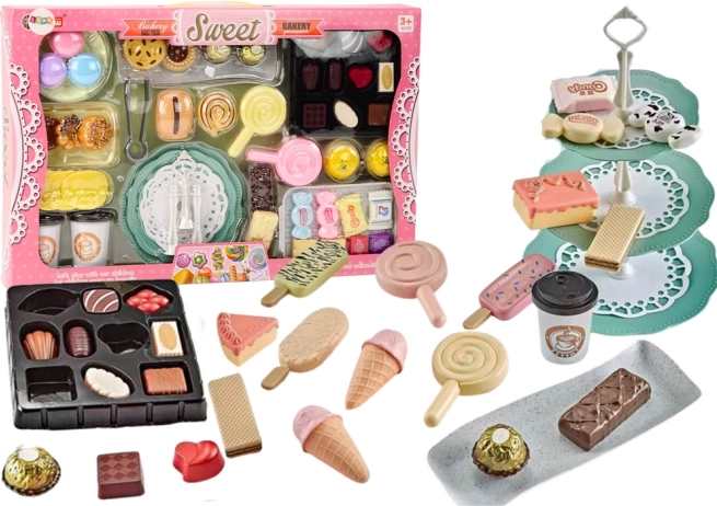 Pasticceria e caffetteria – set di dolcetti per bambini con vassoio, 50 pz