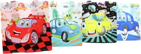 Busta regalo auto allegre in plastica 23,5 × 22 × 11 cm