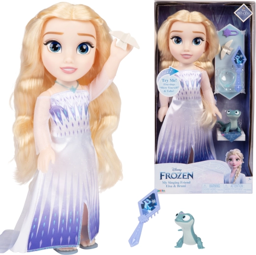 Bambola cantante Disney Princess Elsa di Frozen con Bruni, 35 cm