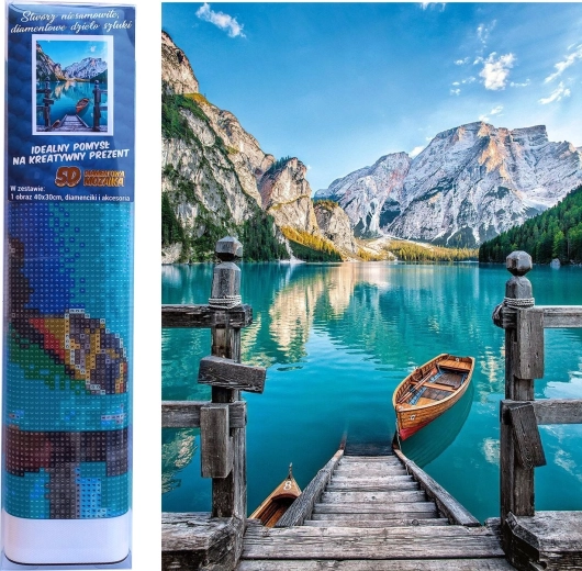 Pittura di diamanti Lago di montagna 30x40cm