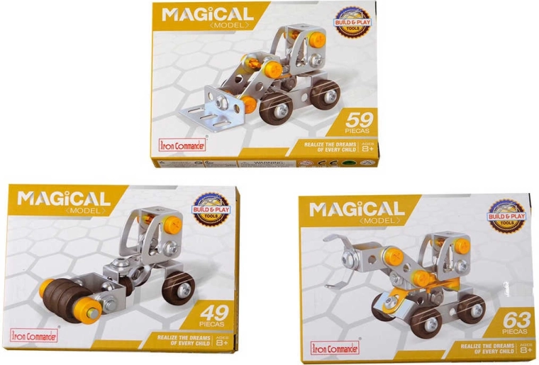 Kit di costruzione in metallo da avvitare veicolo da lavoro (49–63 pezzi) con attrezzi - 1 pezzo