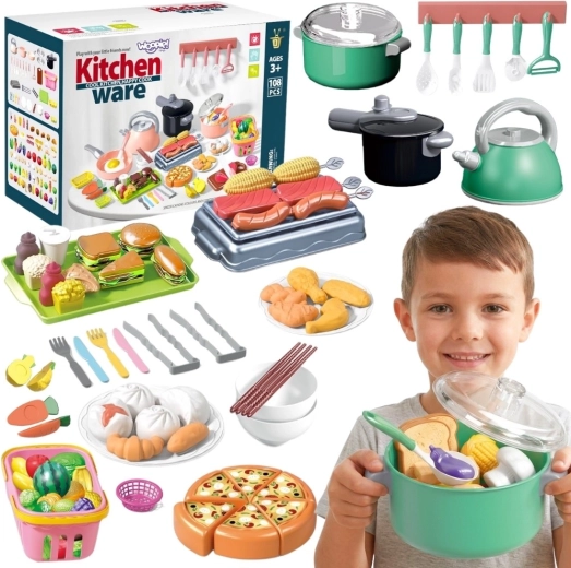 Set da cucina Woopie per cucinare e tagliare 108 pezzi verde