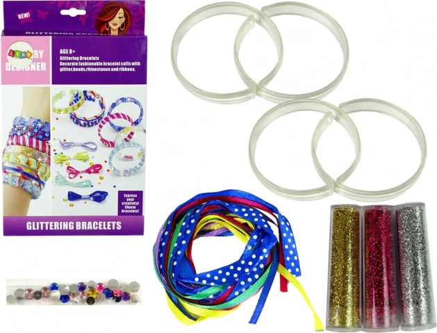 Set per la creazione di braccialetti fai-da-te con glitter e nastri