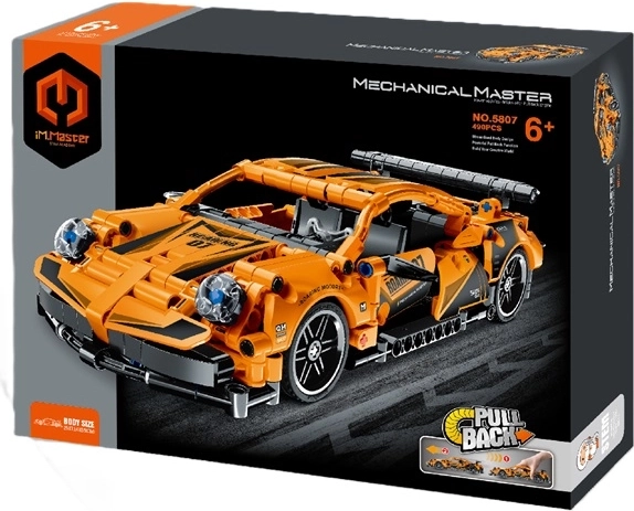 Im.master set di costruzioni auto da corsa arancione 490 pezzi con meccanismo a retrocarica
