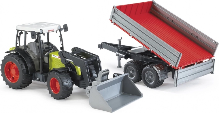 Bruder trattore CLAAS Nectis 267F con caricatore frontale e rimorchio ribaltabile