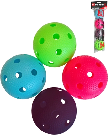Palline da floorball Freez certificate IFF, set da 4 pezzi – mix di colori