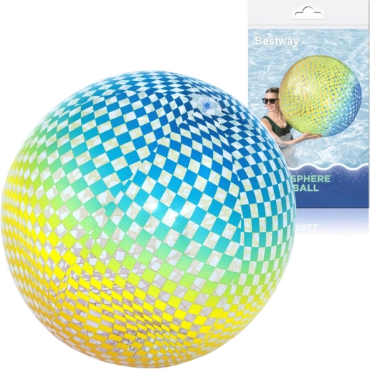 Bestway pallone da spiaggia gonfiabile ColorSphere con motivo a quadretti colorato 107 cm