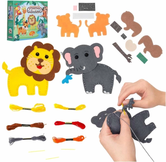 Kit creativo per cucire e ricamare animaletti in feltro (6 pz)