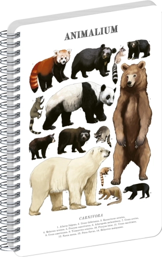 Blocco a spirale Notique Animalium – carnivori, bianco, A5