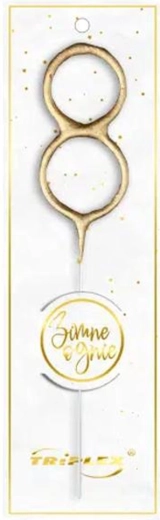 Stella scintillante numero 8, dorata, 16,5 cm