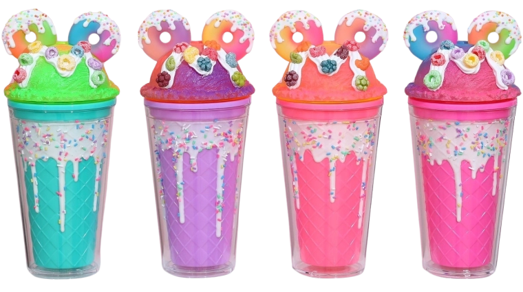 Bicchiere con coperchio e cannuccia Donuts 480 ml