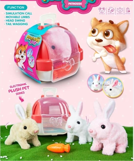Coniglietto di peluche interattivo con casetta