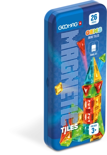 Geomag GEMS Mini Tiles 26 pezzi – costruzioni magnetiche in box da viaggio