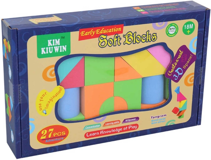 Morbidi cubi in schiuma colorati per i più piccoli – set da 27 pezzi in scatola