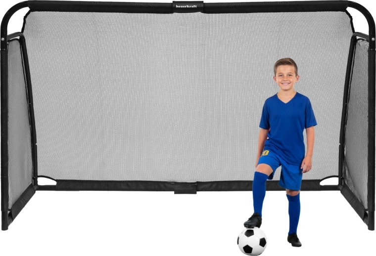 Porta da calcio Bauerkraft 300 × 200 × 90 cm, in acciaio, nera