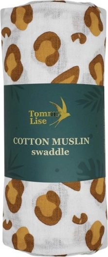 Tommy Lise telo in mussola di cotone leopardo bianco 120 × 120 cm