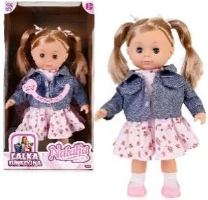 Bambola Natalia parlante in polacco 39 cm con giacca blu scuro