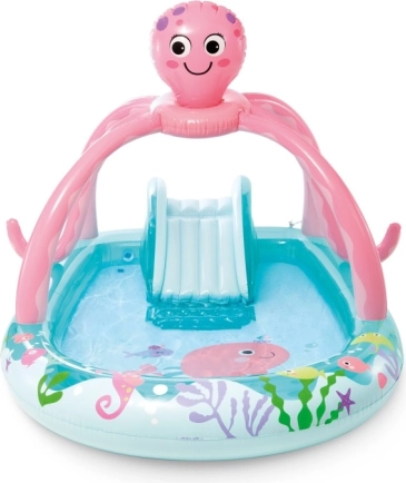 Centro giochi gonfiabile Polpo con doccia d’acqua e scivolo