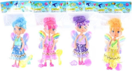 Bambola fata con ali arcobaleno e accessori