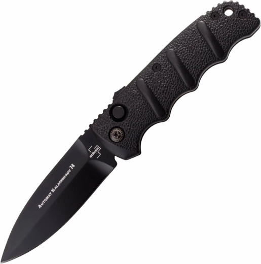 Coltello automatico Böker Plus AKS-74 Spearpoint D2, tutto nero, alluminio, clip
