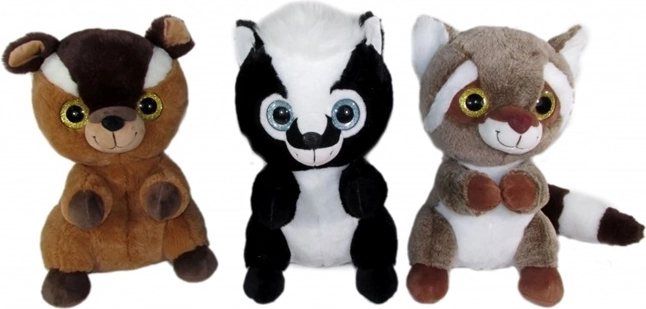 Peluche animali del bosco 30 cm (procione, puzzola, lemure)