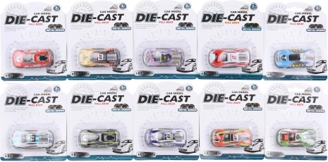 Macchinina da corsa in metallo su blister