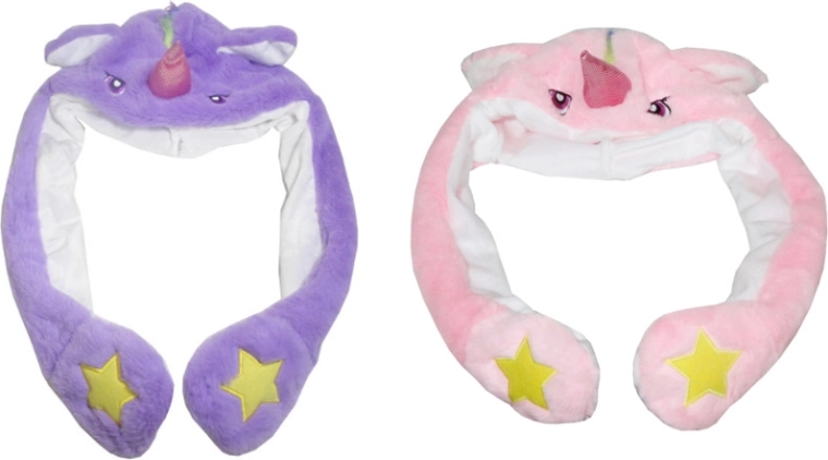 Cappello di peluche per bambini unicorno con orecchiette mobili
