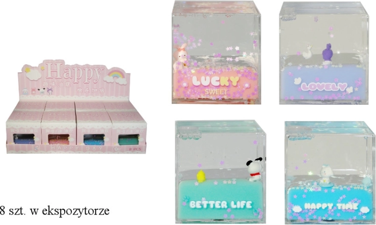 Cubo decorativo in acrilico con animaletto e scritta