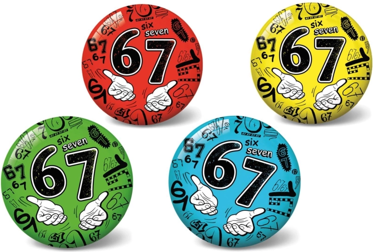 Pallone gonfiabile 23 cm – numero 67, motivo Six Seven, 4 colori