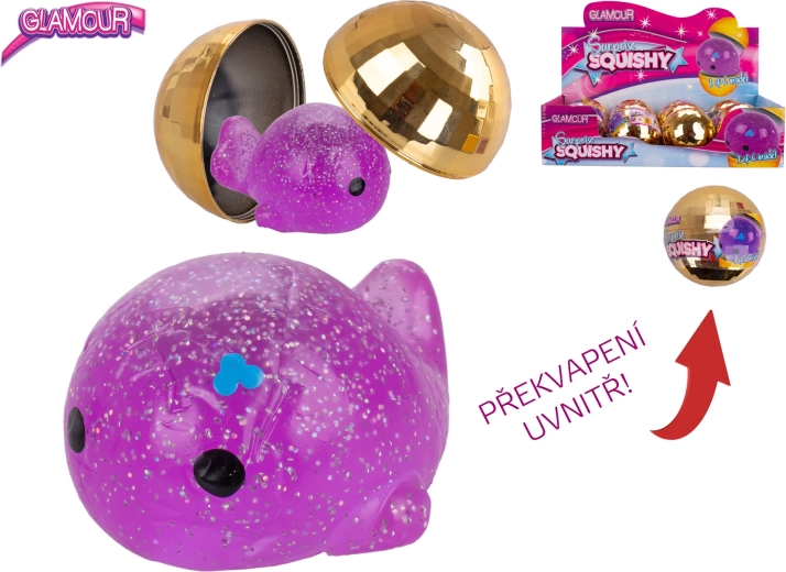 Sfera Glamour scintillante con sorpresa – animaletto antistress elastico
