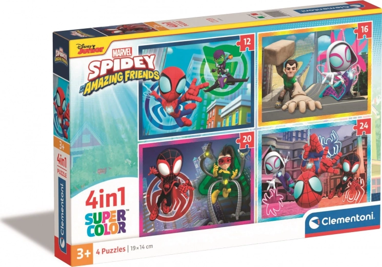 CLEMENTONI Puzzle Spidey e i suoi fantastici amici 4 in 1 (12+16+20+24 pezzi)