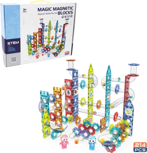 Pista magnetica per biglie Sparkys, 214 pezzi