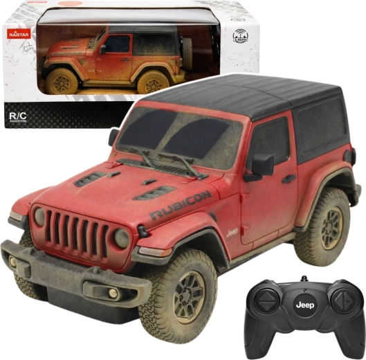 Rastar JEEP Wrangler Rubicon Muddy 1:24 RC – auto fuoristrada telecomandato rosso