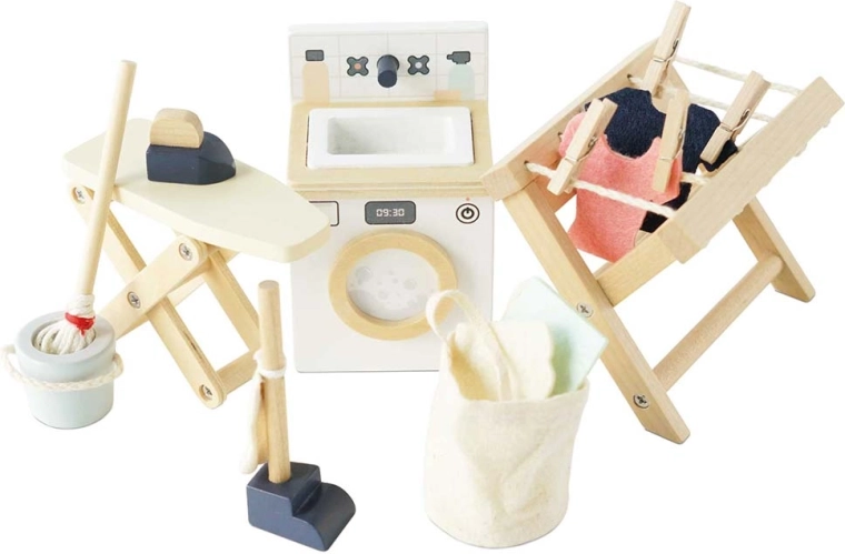 Le Toy Van mobili in legno per casa delle bambole – lavanderia (set 16 pz)