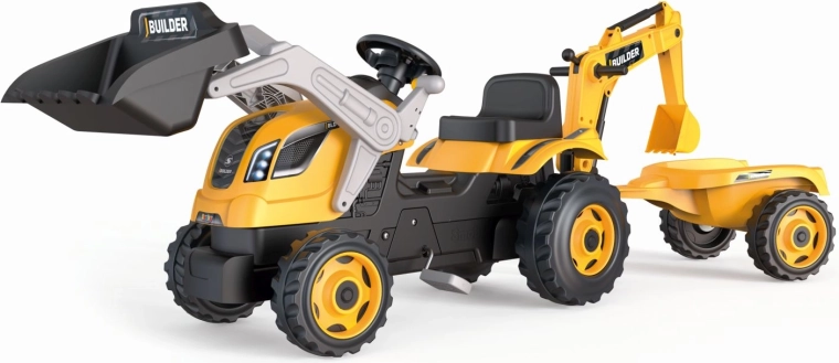 Trattore a pedali Builder Max con escavatore e rimorchio