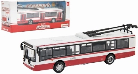 Filobus urbano in metallo con movimento a retrocarica 16 cm rosso-bianco - 1 pezzo