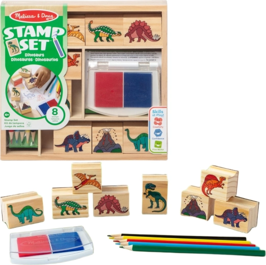 Melissa & Doug set creativo dinosauri – timbri, tampone per timbri e pastelli