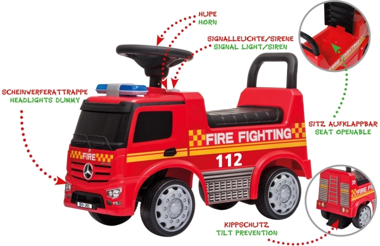 Spingi e cammina Mercedes-Benz Antos dei vigili del fuoco 2 in 1