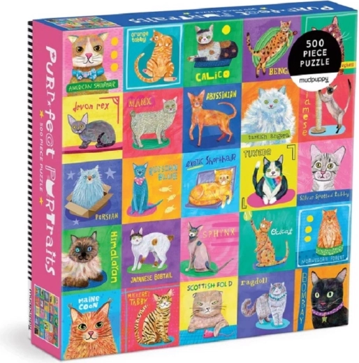 Puzzle Mudpuppy Ritratti di gatti 500 pezzi
