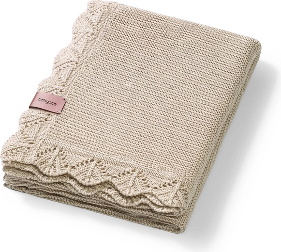 Copertina in bambù lavorata a maglia Babyono Light Beige 75 × 100 cm