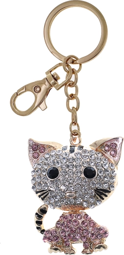 Portachiavi con ciondolo gatto dorato