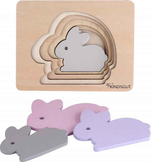 Puzzle a incastro in legno KindsGut con coniglietto